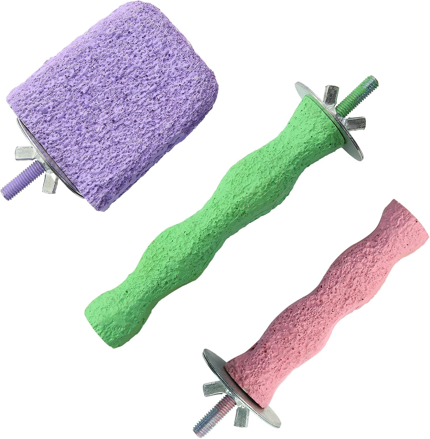 3 Pcs Bird Perches,Colorful Rough Birdcage Parrot Scrub Stand Bar Paw Scrub Perch Platform Grinding Stick Stand Bird Cage Accessories for Birds Parrot Budgies Parakeet Cockatiels Conure Lovebird