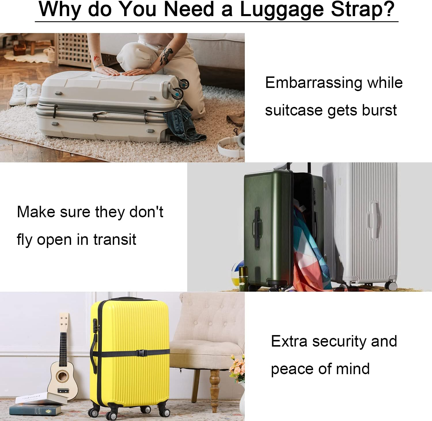 Luggage Strap Wisdompro 2-Pack of Heavy Duty Straps - Utility Strap for Outdoor Sports Backpacking Sleeping Bag Compression Luggage Bundling with MOLLE Gear Quick Release Buckle - 48 Inches image number 2