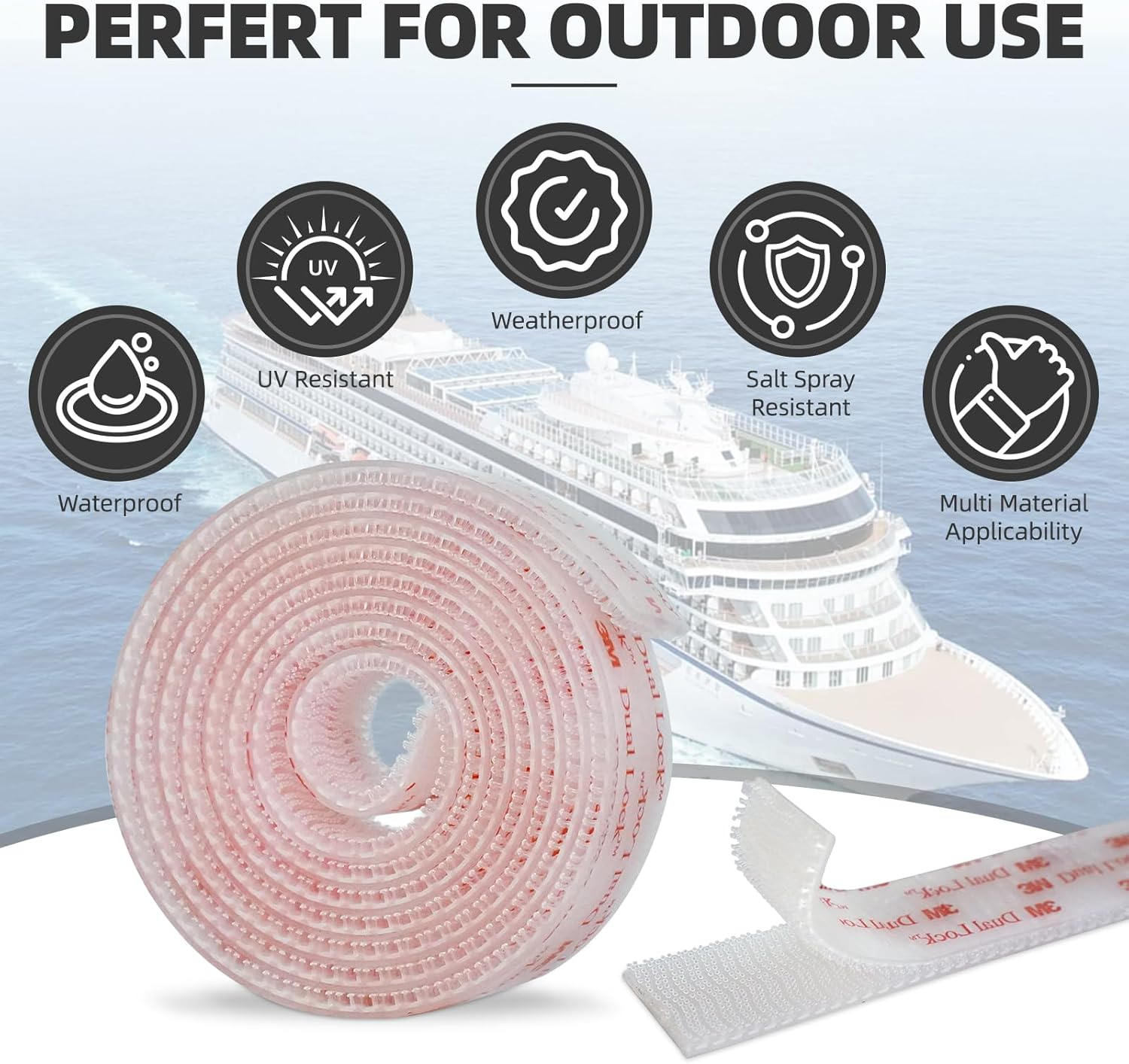 Bulina Dual Lock SJ3560 25Mm X 1.9M Clear 1 Pack Reclosable Fastener Mounting Tape Interlocking Mushroom Shaped Strong Adhesive Hook Lock Sticky Tape for Indoor and Outdoor image number 5