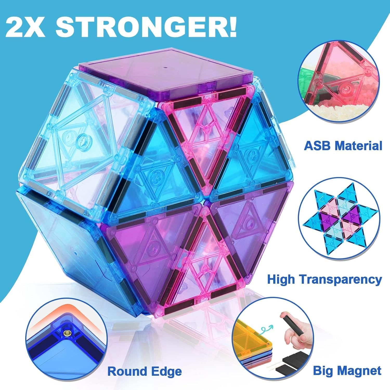 Magnetic Tiles Kids Toys for 3 4 5 6 7 8+ Year Old Boys Girls Frozen Toys Castle Princess Magnetic Building Blocks Educational Toddler Gifts Age 2-4 5 6-8 Year Old Girl Boy Birthday image number 6