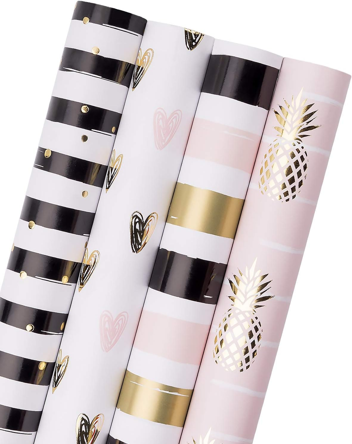 WRAPAHOLIC Birthday Wrapping Paper Roll - Mini Roll - 3 Rolls - 17 Inch X 120 Inch per Roll - Colorful Foil Birthday Design for Party, Holiday, Baby Shower