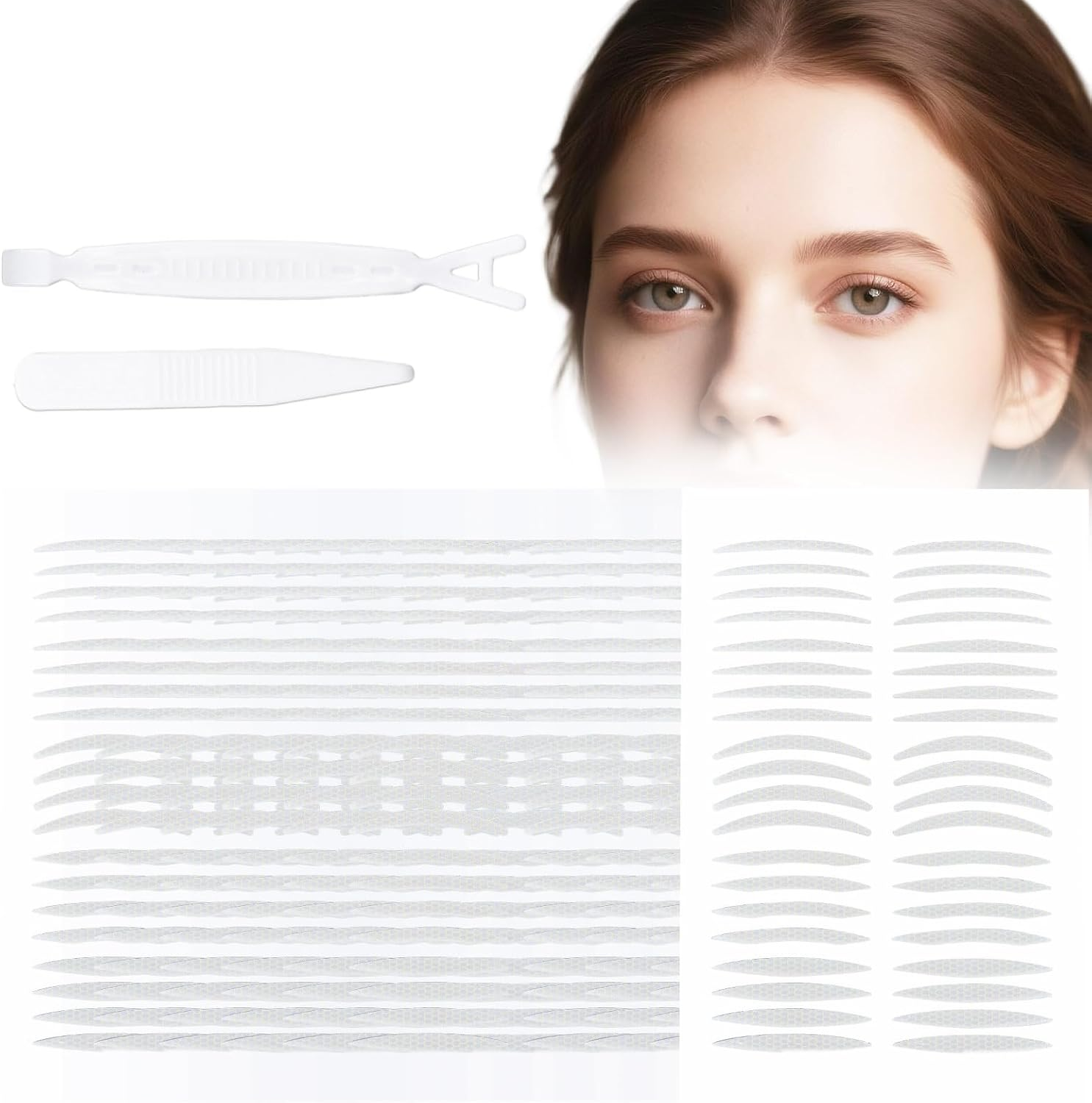 Lasuroa 400Pcs Invisible Eyelid Tape, 5 Style Long-Lasting Eye Lid Lifters with Fork & Tweezers Double Eye Lifting Tape for Instant Lift Hooded Droopy Uneven or Single Eyelids