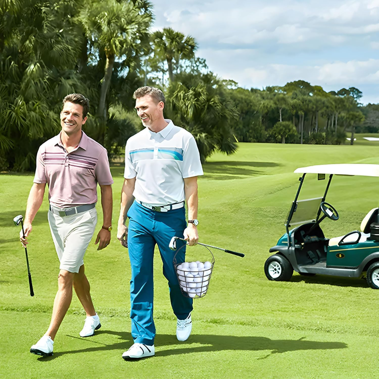 ENERKEEN Golf Ball Basket - Metal Range Bucket with Handle, Holds 50 Balls, Ideal for Men and Kids, Golf Ball Storage Container (Balls Not Included) image number 2