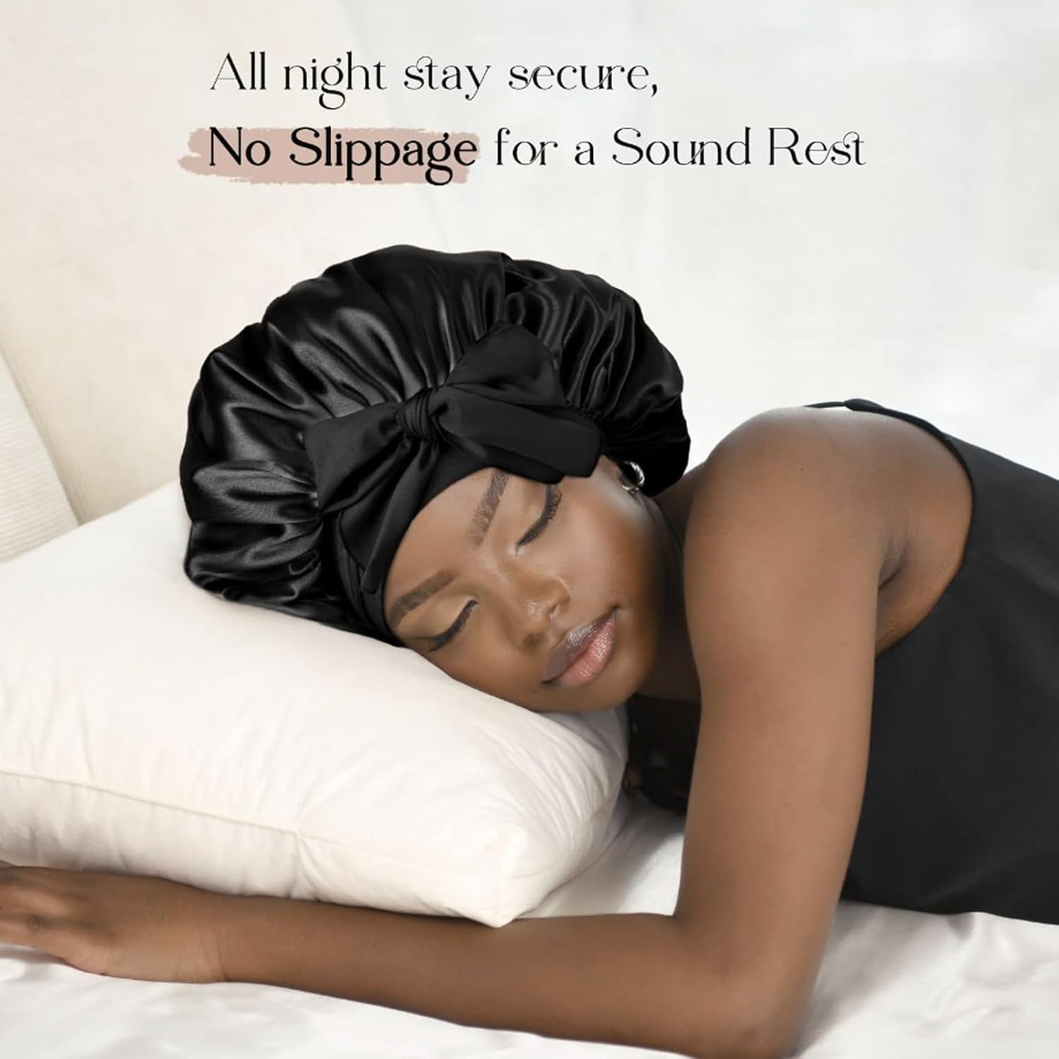 3 Pack Kids Satin Bonnet for Sleeping Baby Hair Bonnets for Curly Hair Girls Boys, Silk like Sleep Cap with Wide Elastic Band, Toddler to Teen Pink, Black, Light Blue