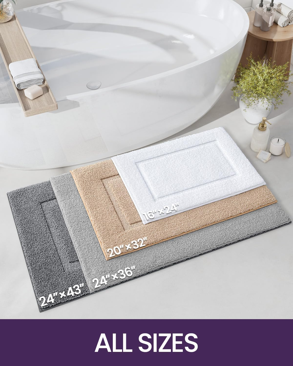 DEXI Bathroom Rug Mat, Ultra Absorbent Soft Bath Rugs, Washable Non-Slip Bathmat for Shower Room Floor, Tub, 36"X24", Grey image number 6