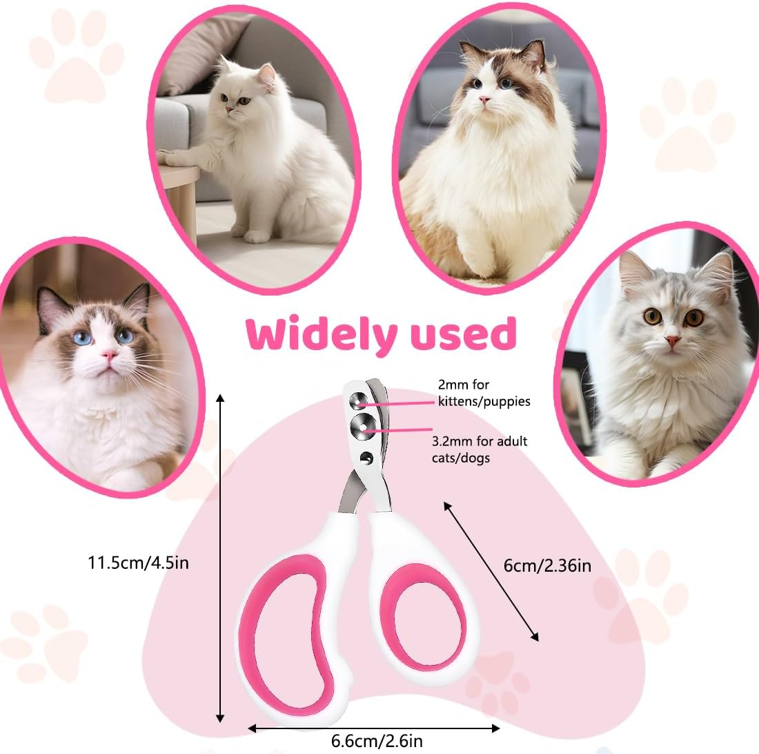 Cat Nail Scissors, Double Hole, Cat Nail Scissors, Cat Claw Cutter, Excellent Claw Scissors, Fits Well in the Hand, Cat Nail Scissors Are Very Easy and Safe to Use (Rose Red) image number 3