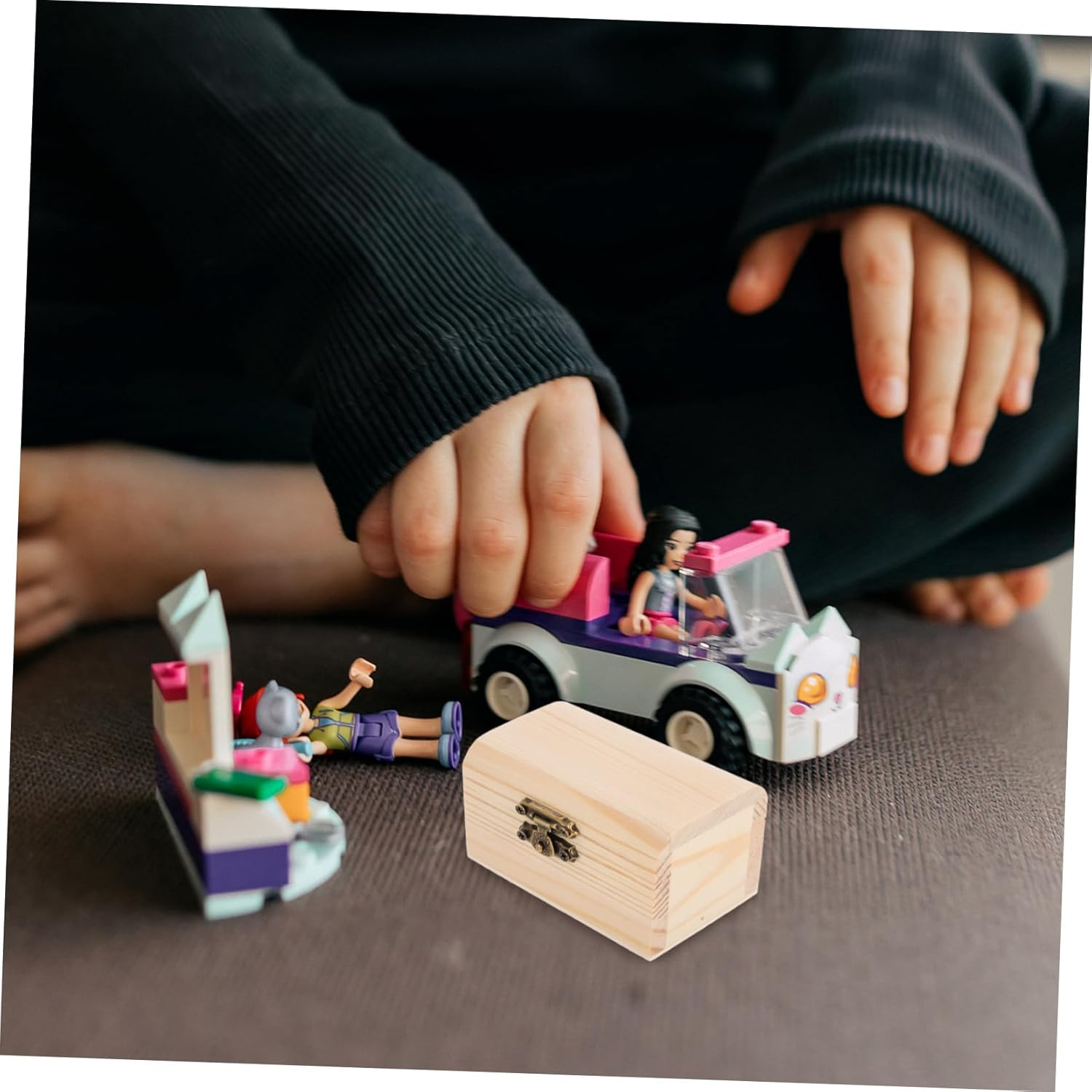 Angoily 12Pcs Small Wooden Boxes Hinged Lid and Lock, DIY Paintable Miniature Wood Treasure Chest for Craft Storage and Pirate Party Favor in Natural Wood image number 2