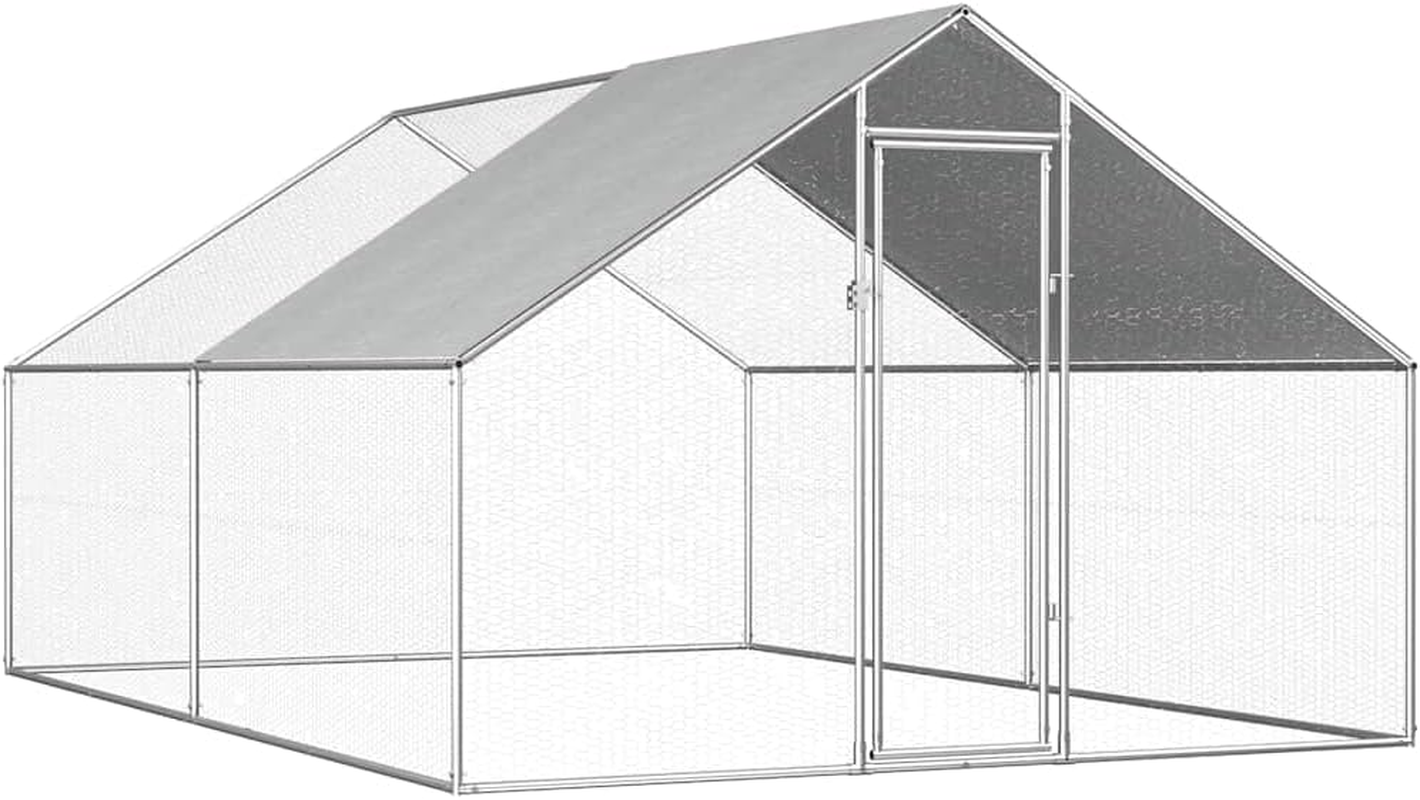 Vidaxl Outdoor Galvanized Steel Chicken Cage Enclosure - 2.75X4X1.92 M with Lockable Latch System, Ideal for Birds and Small Animals image number 5