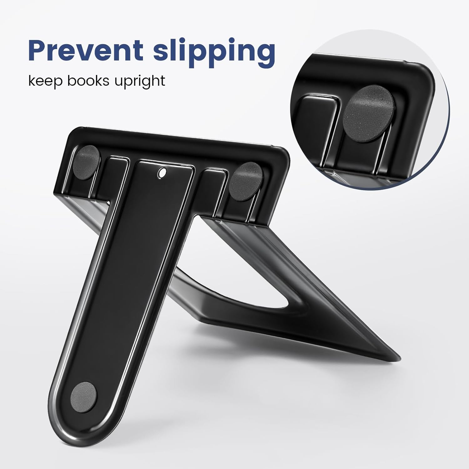 Happyhapi Book Ends Metal Bookends for Shelves,14 Pcs Book End to Hold Books Heavy Duty,Black Non-Skid Bookend,Book Holder Stopper for Shelf Office Home,6.5 X 5.7 X 4.9(7 Pairs, Large) image number 1