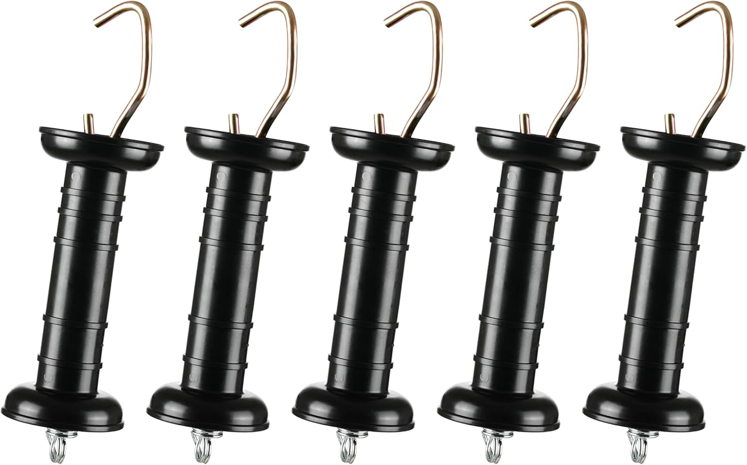 5PCS Plastic Electric Fence Gate Handle with Insulators and Spring, Black image number 3