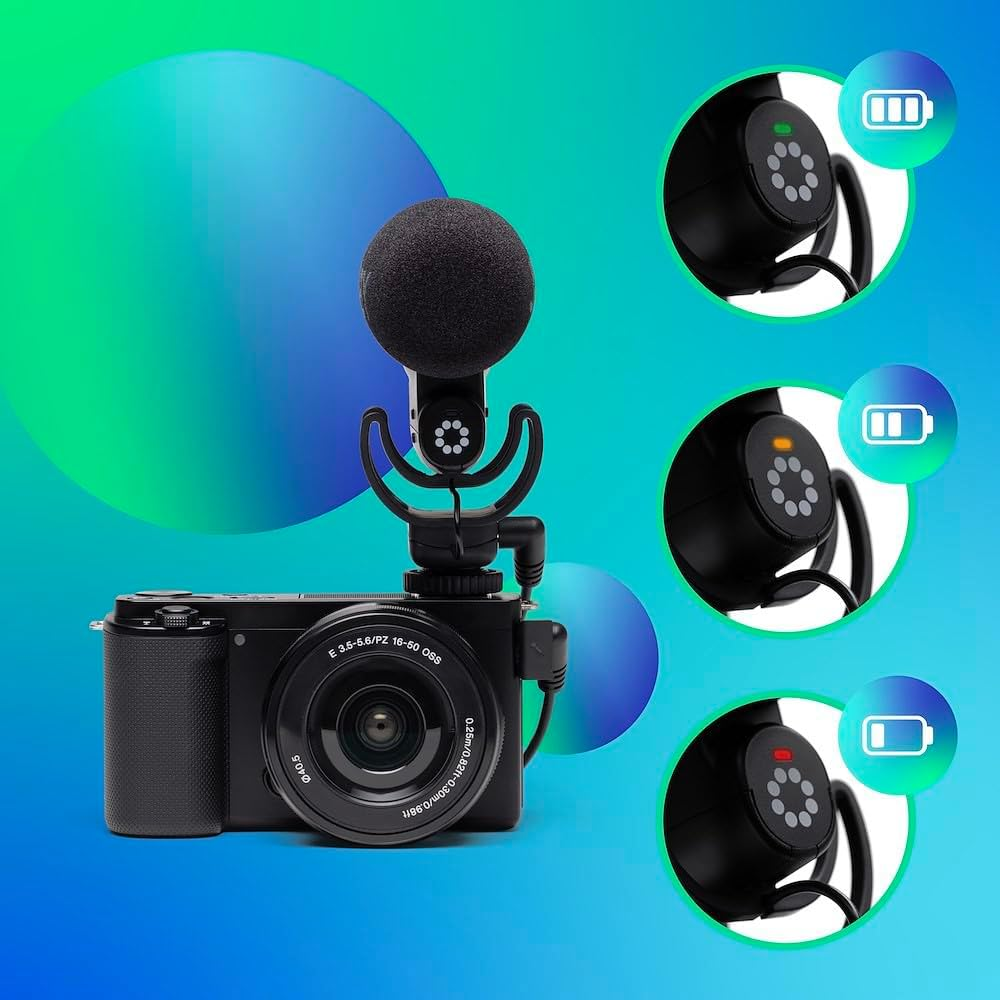 JOBY Wavo Plus, On-Camera Vlogging Microphone, Super Cardioid Microphone with Live Audio Monitoring, High-Pass Filter, Auto-Power Mode, LED Battery Level, Microphone for Compact Cameras image number 4