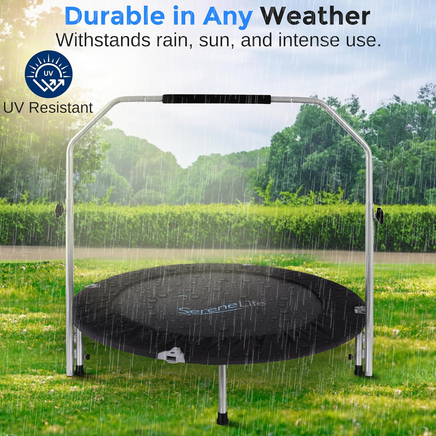 Serenelife 40" Mini Trampoline Rebounder, Portable and Foldable Fitness Trampoline, Suitable for Adults and Kids, Perfect for Indoor/Outdoor Workout - Black image number 5