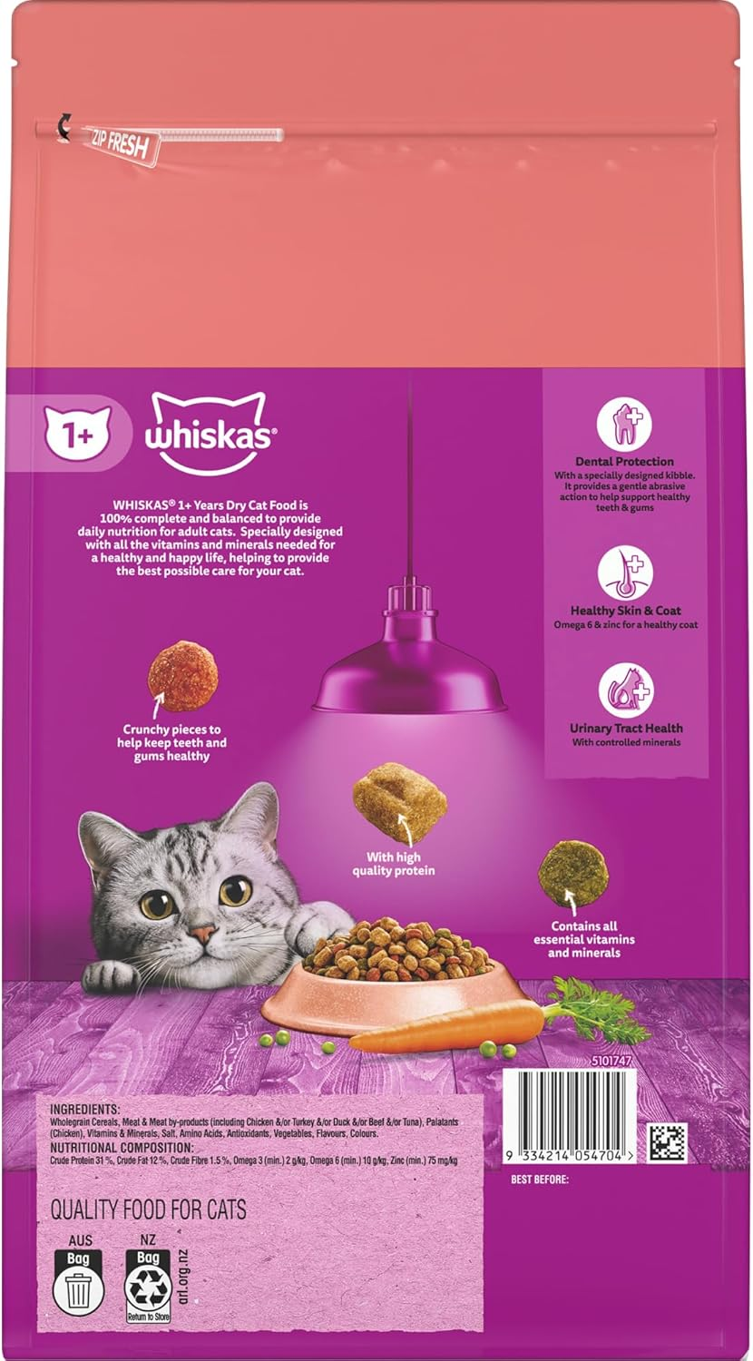 Whiskas Adult Dry Cat Food Sardine & Prawn 1.8Kg Bag, 4 Pack image number 3