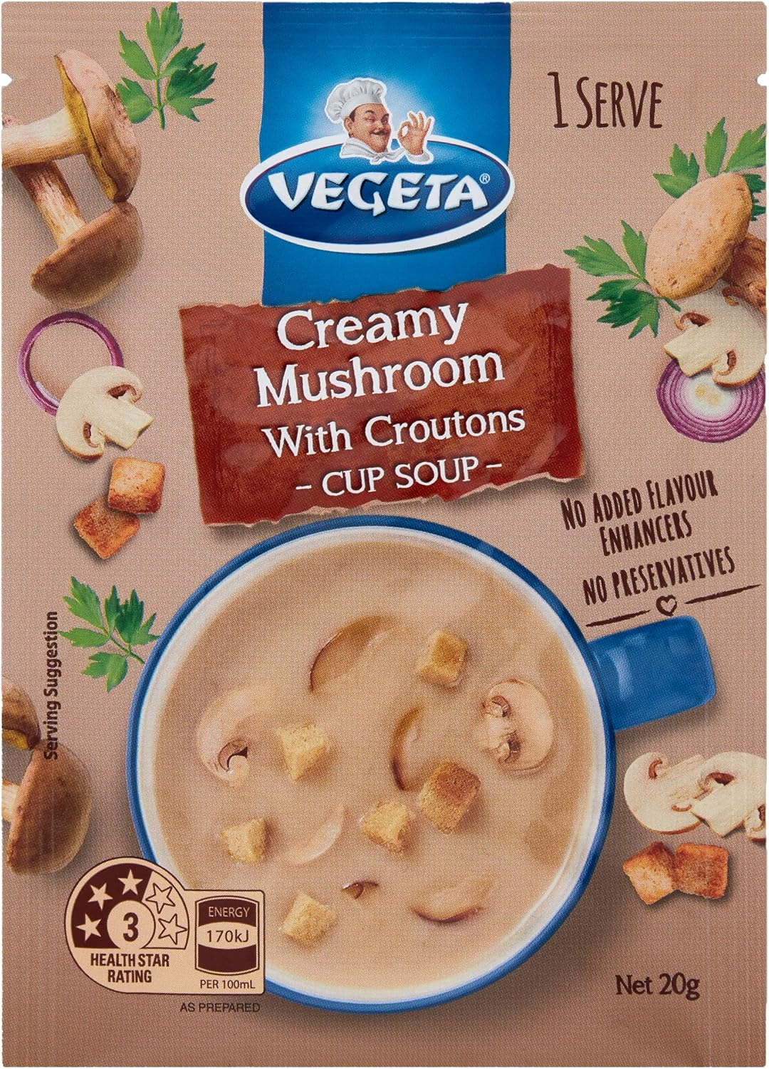 Vegeta Creamy Mushroom with Croutons Cup Soup 20G X 20 Box image number 1