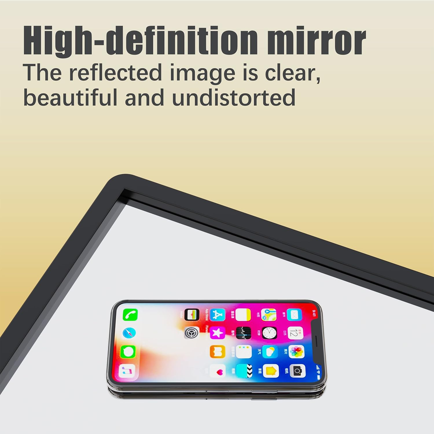 ANYHI Black Bathroom Wall Mirror with Shelf, 80X60 Cm Metal Frame Rectangle Bathroom Mirror for Wall, Perfect for Living Room, Bedroom, Entryway, Horizontal image number 6