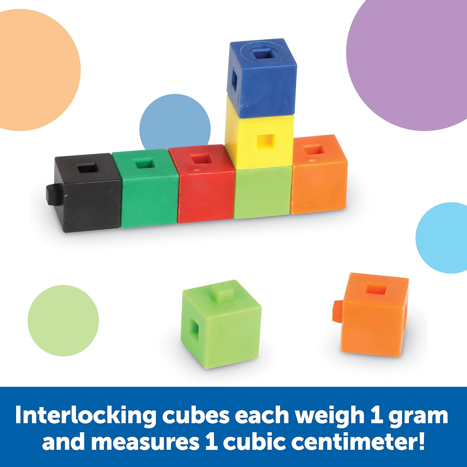 Learning Resources Interlocking Gram Unit Cubes, Math Classroom Teaching Aids, 10 Assorted Colors, Set of 1,000, Ages 6+ image number 2