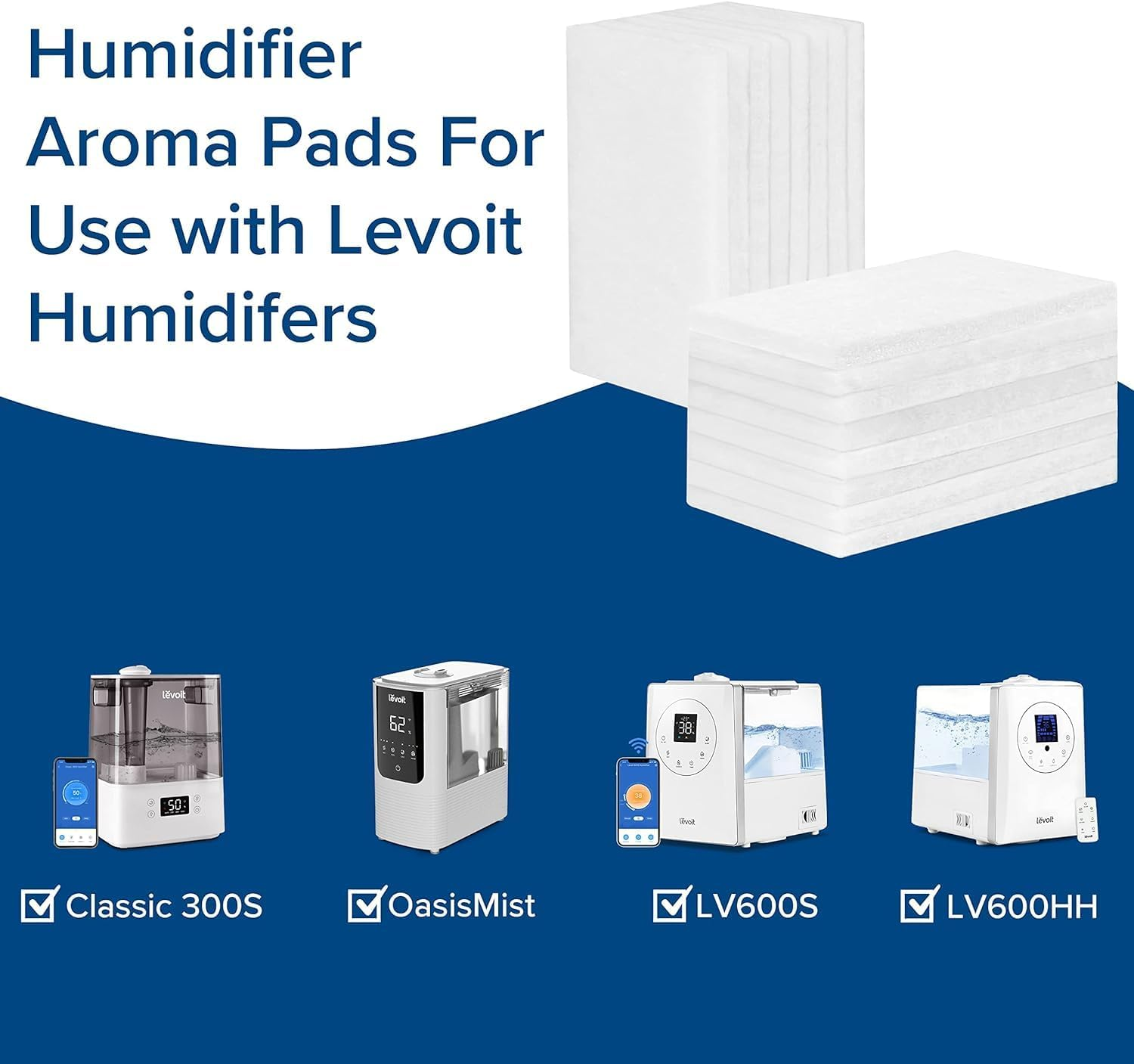 LEVOIT Humidifier Aroma Pads (16 Pack) Perfectly Suit for Classic 300S, LV 600S, LV600HH, Oasismist 450S