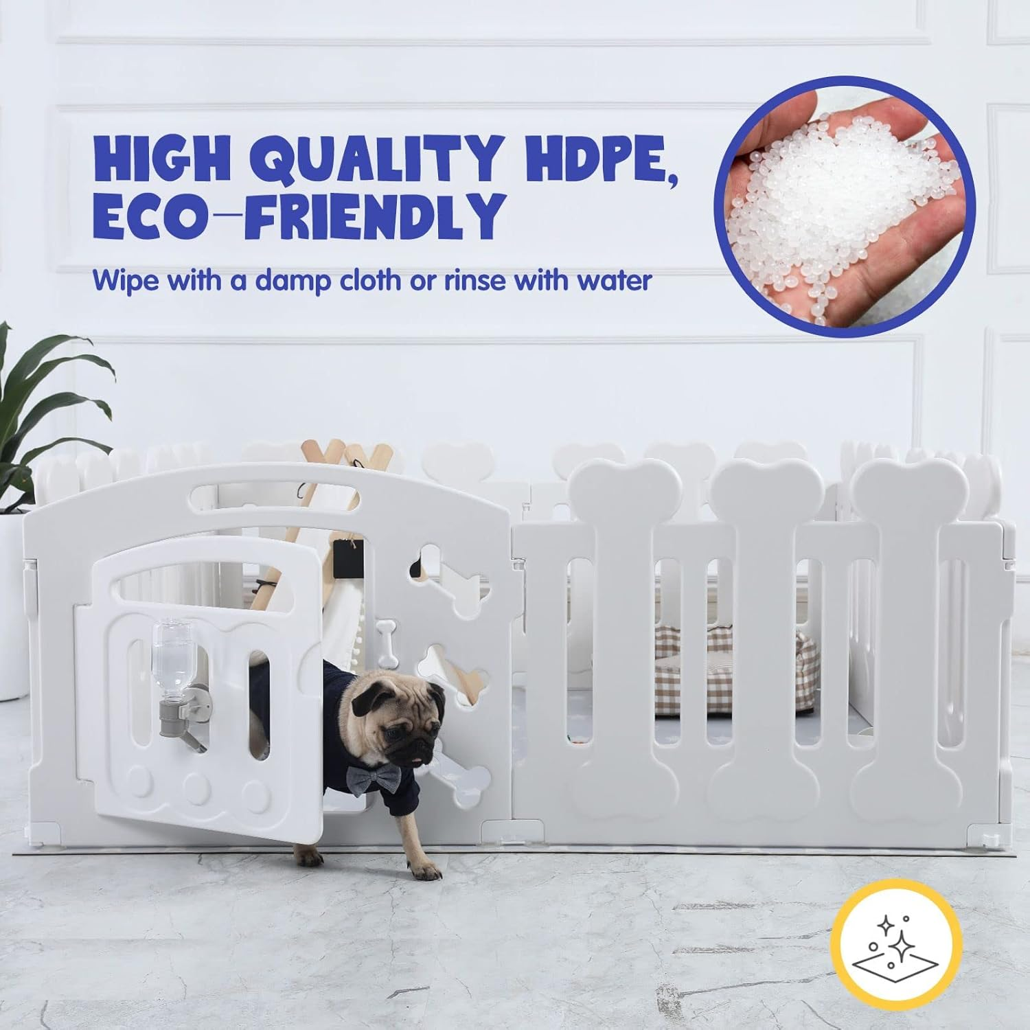 Pet Scene 2In1 Dog Crate Cage Portable Whelping Box Pet Playpen Enclosure Puppy Dog Kennel Cat Exercise Plastic White Indoor & Outdoor image number 6