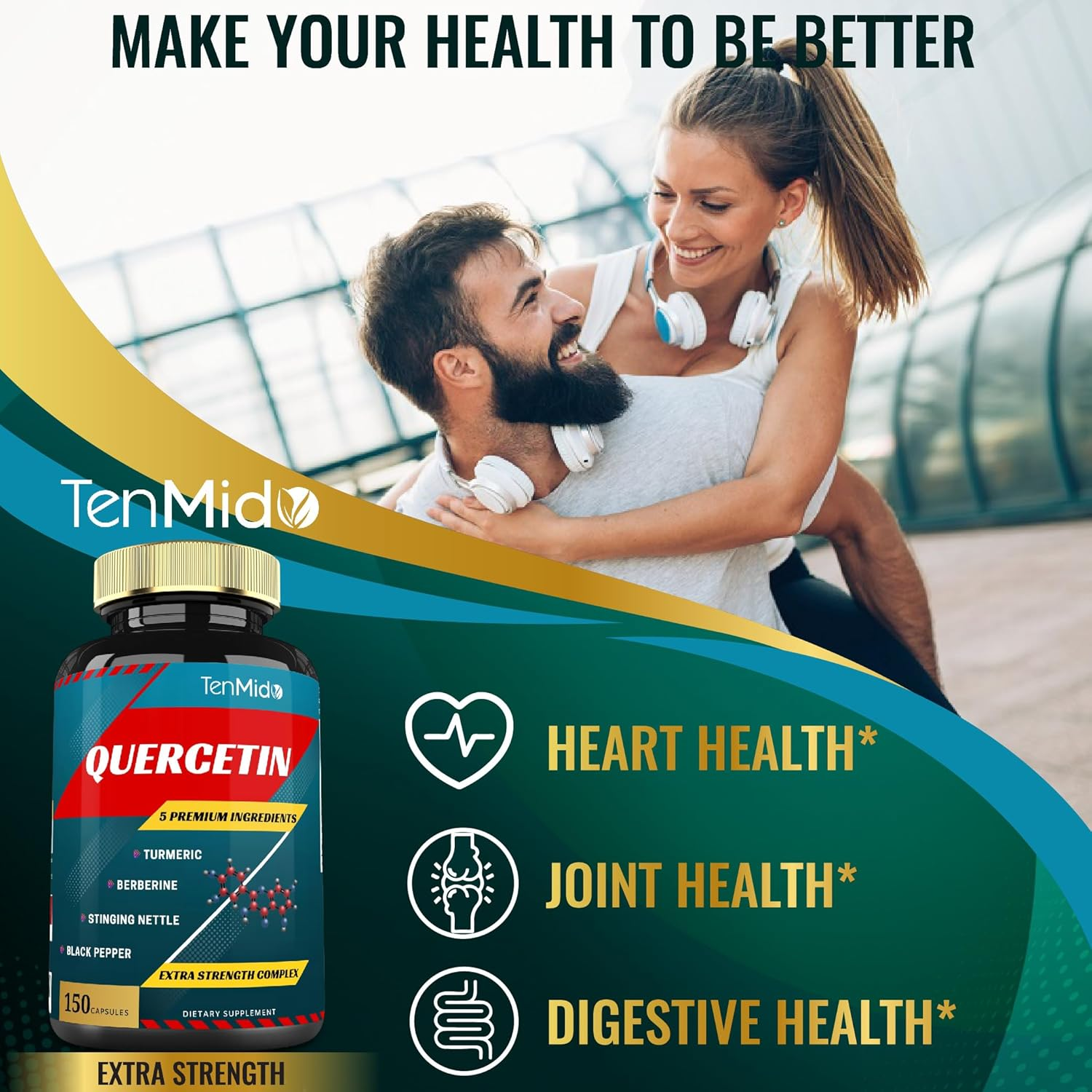 Quercetin Capsules 3550Mg, 5 Months Supply & Berberine, Stinging Nettle, Turmeric, Black Pepper | Promotes Cardiovascular, Respiratory Health, Supports Immune | Powerful Antioxidant, anti Inflammatory image number 2