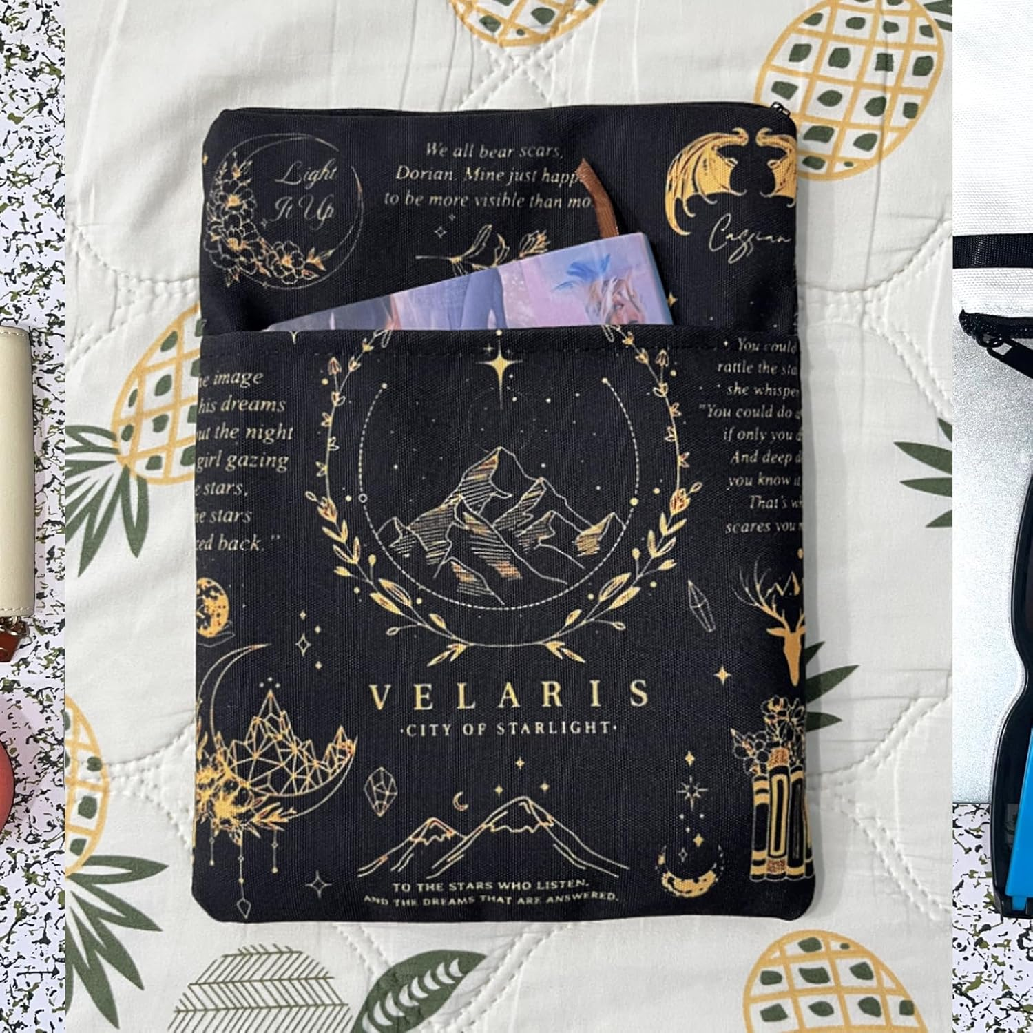 Velaris the City of Starlight Book Sleeve ACOTAR Inspired Book Covers (Velaris Black, Medium)