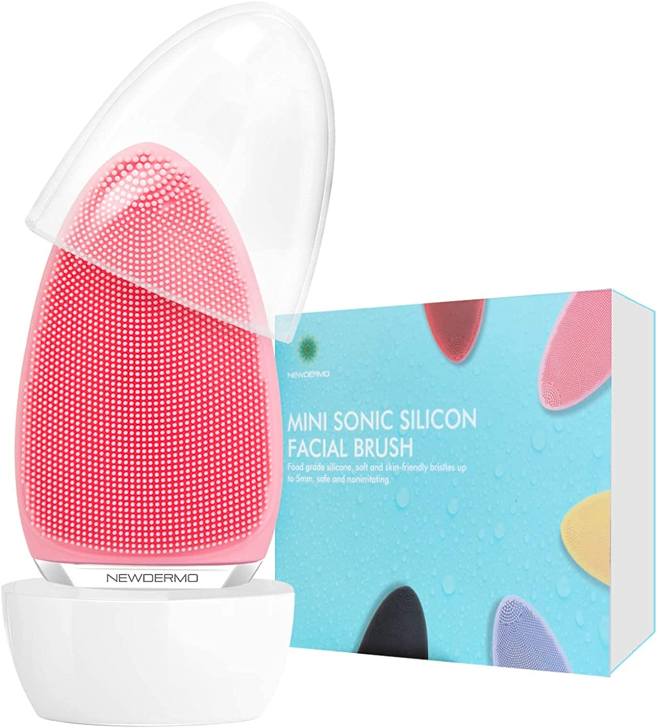 NEWDERMO Electric Facial Cleansing Brush,Silicone Facial Brush, Waterproof Skin Care Device for Gentle Exfoliation,Deep Cleansing,Face Massage-Purple