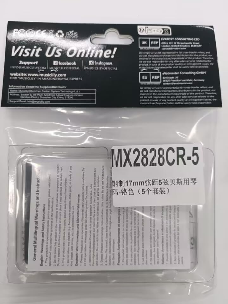 Musiclily Pro 17Mm Steel Bass Bridge Saddles for 5-String Precision and Jazz Bass, Chrome (Set of 5) - Black image number 6