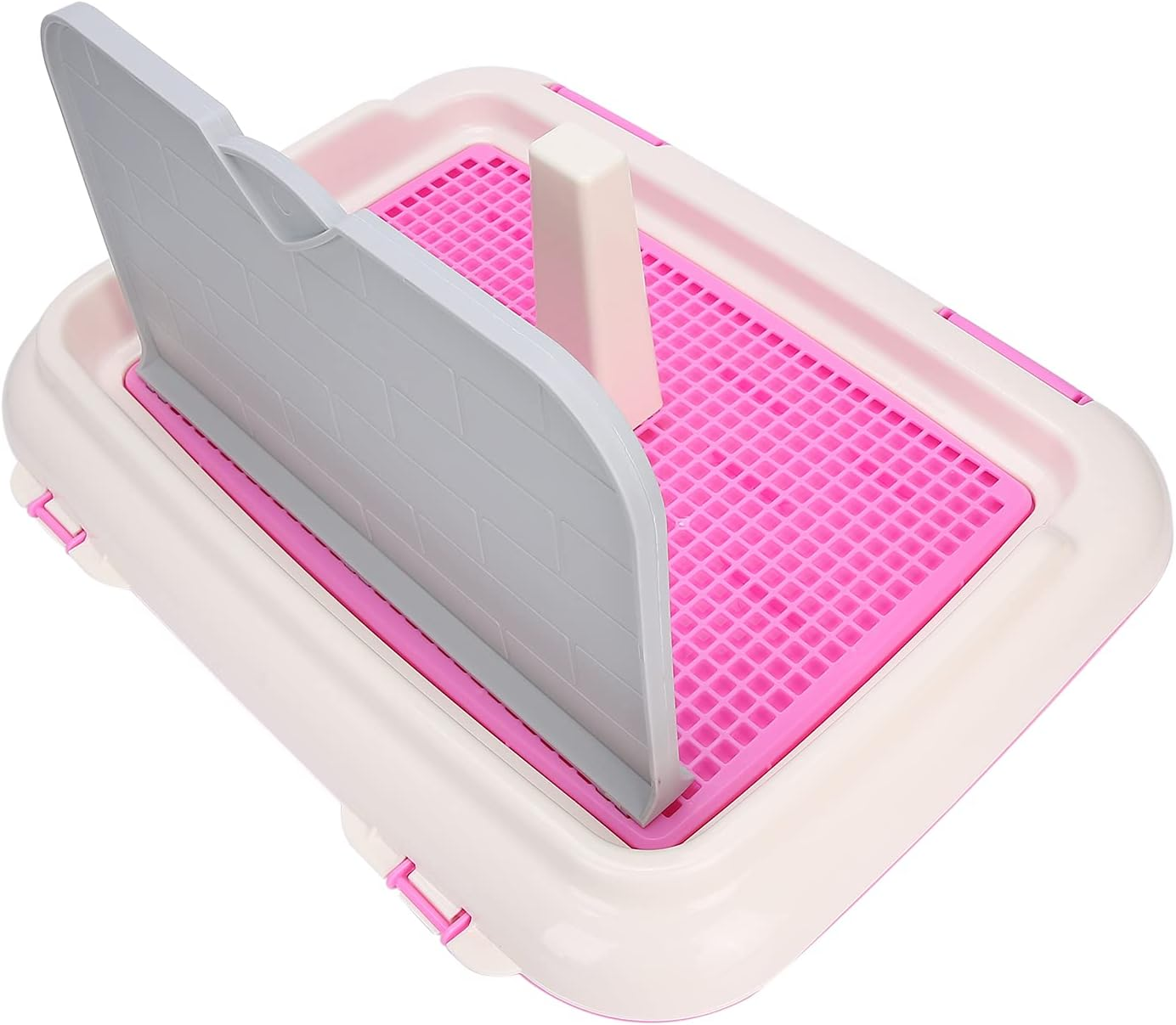 Dog Toilet Indoor Puppy Training Toilet Cat Potty Fence Dog Scheduled Urination Potty Tray Toilets with Simulated Wall Is More Suitable for Male Dogs (Pink)