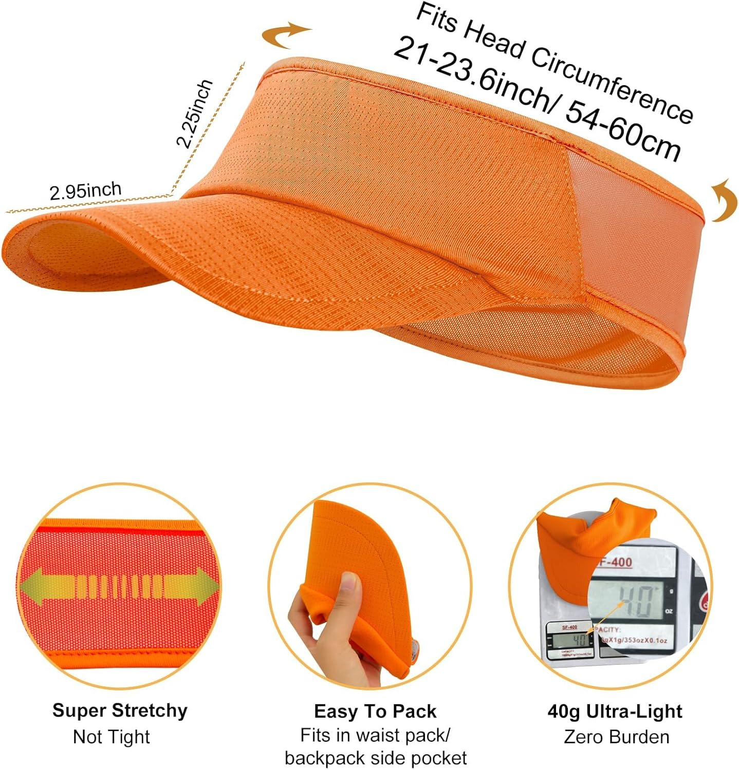 Dumrotite Sports Sun Visor Women Men, Cooling Stretchy Visor Hats Summer Packable Ponytail Sun Hat for Running, Golf, Tennis image number 1
