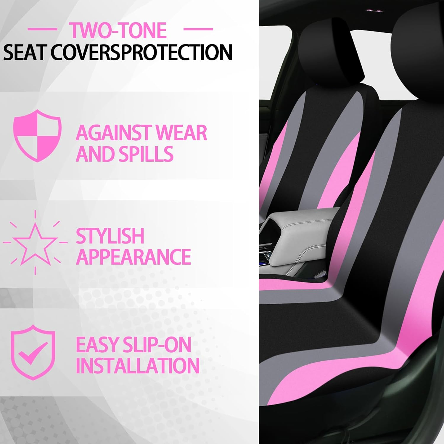 ROCEEI 43 Pcs Pink and Black Car Seat Cover Full Set for Women Christmas Fuzzy Car Accessories Fluffy Steering Wheel Cover Front Rear & Belt Handbrake Shift Accessory for Winter - Grass Green image number 7