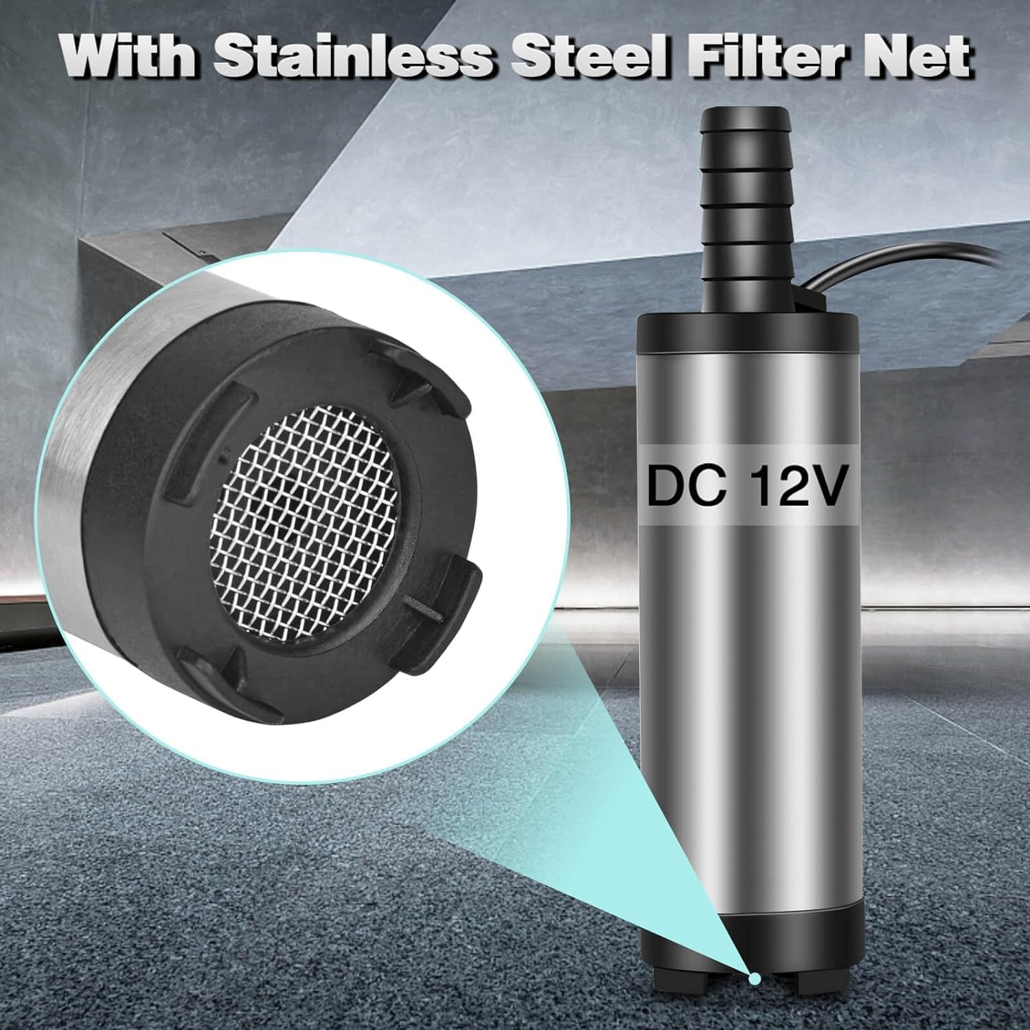 12V Fuel Transfer Pump, Mini Portable Stainless Steel On/Off Switch Oil Diesel Fuel Transfer Water Pump 12V 40Mm image number 1