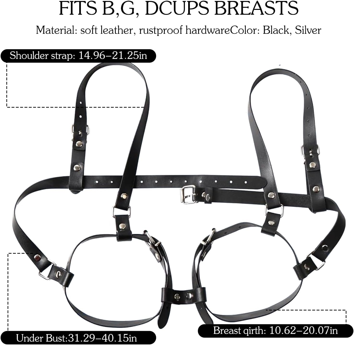 Mineens Chest Restraints for Women Harness,Bdsm Bondage Set Chest Restraints Sex Toy for Couples,Sexy Lingerie,Sm Sex Outfit for Play Fetish Cosplay Black image number 4