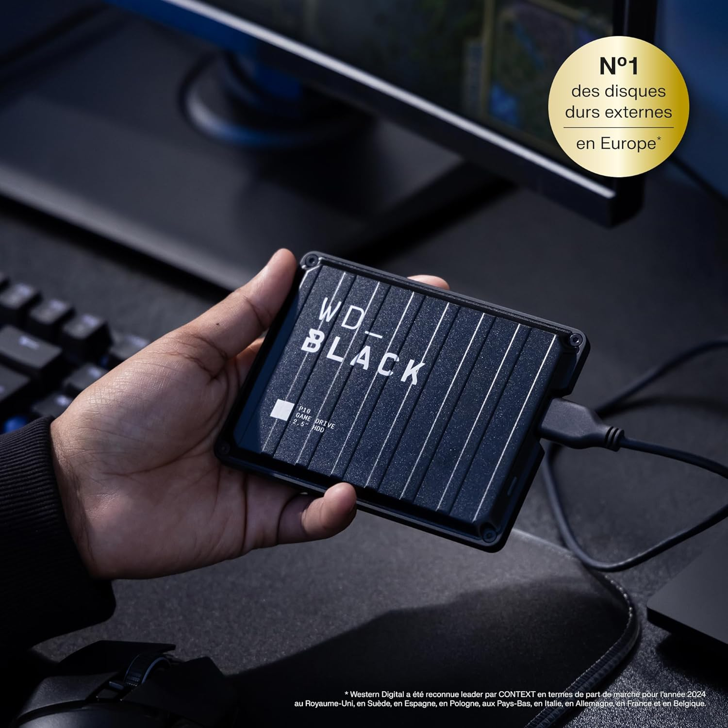 Wd_Black P10 6TB Game Drive, Portable External Hard Drive, Speeds up to 130 Mb/S, Works with Console, PC, Playstation, Xbox, save up to 125 Games, Portable Game Drive, Black image number 1