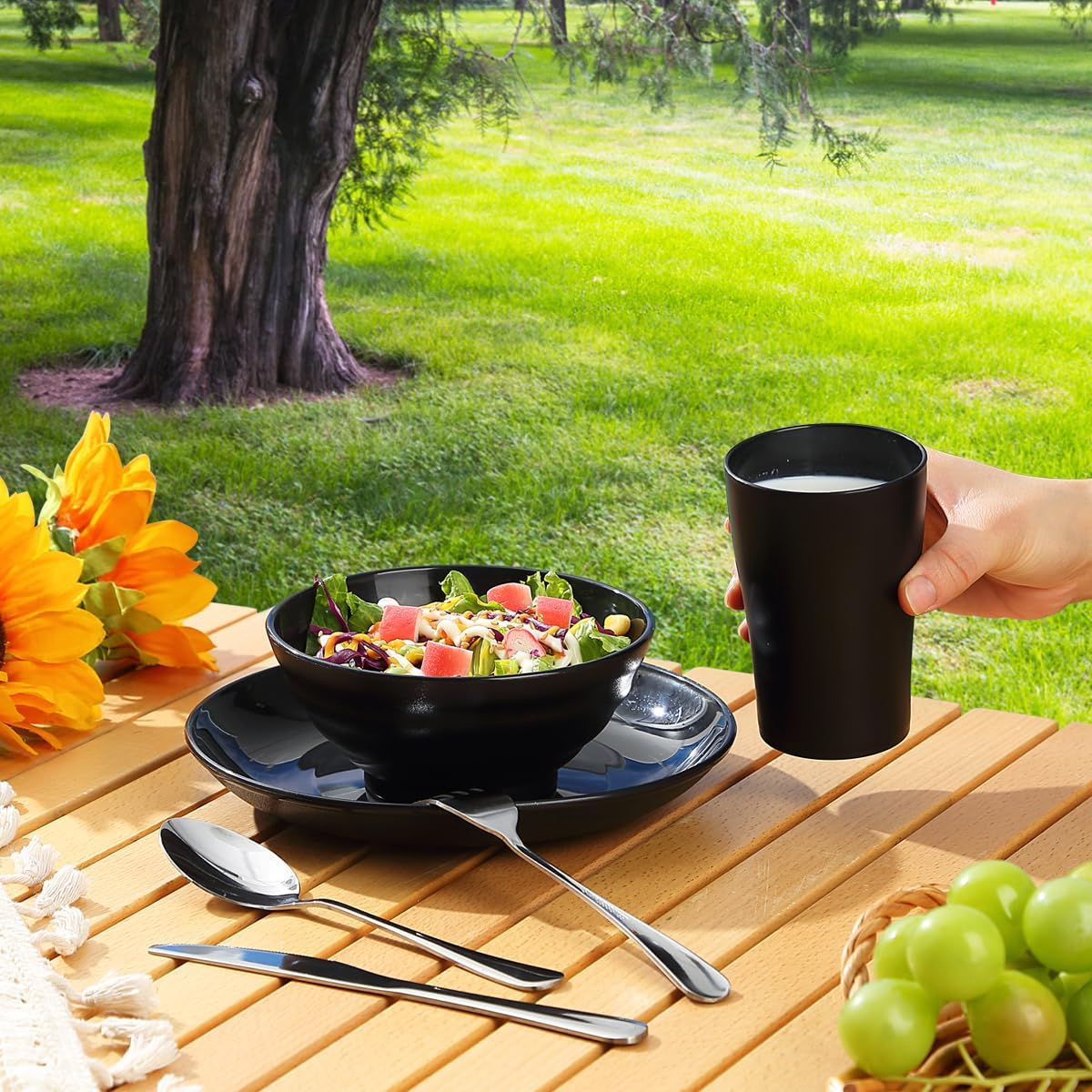 Kyraton Utensilios Para Acampar Para 1, Kit De Desorden Para Acampar, Equipo De Campamento Incluye Cuchillo, Cuchara, Juego De Cubiertos De Tenedor, Taza, Taz&oacute;n, Plato - 2.2 Person image number 4