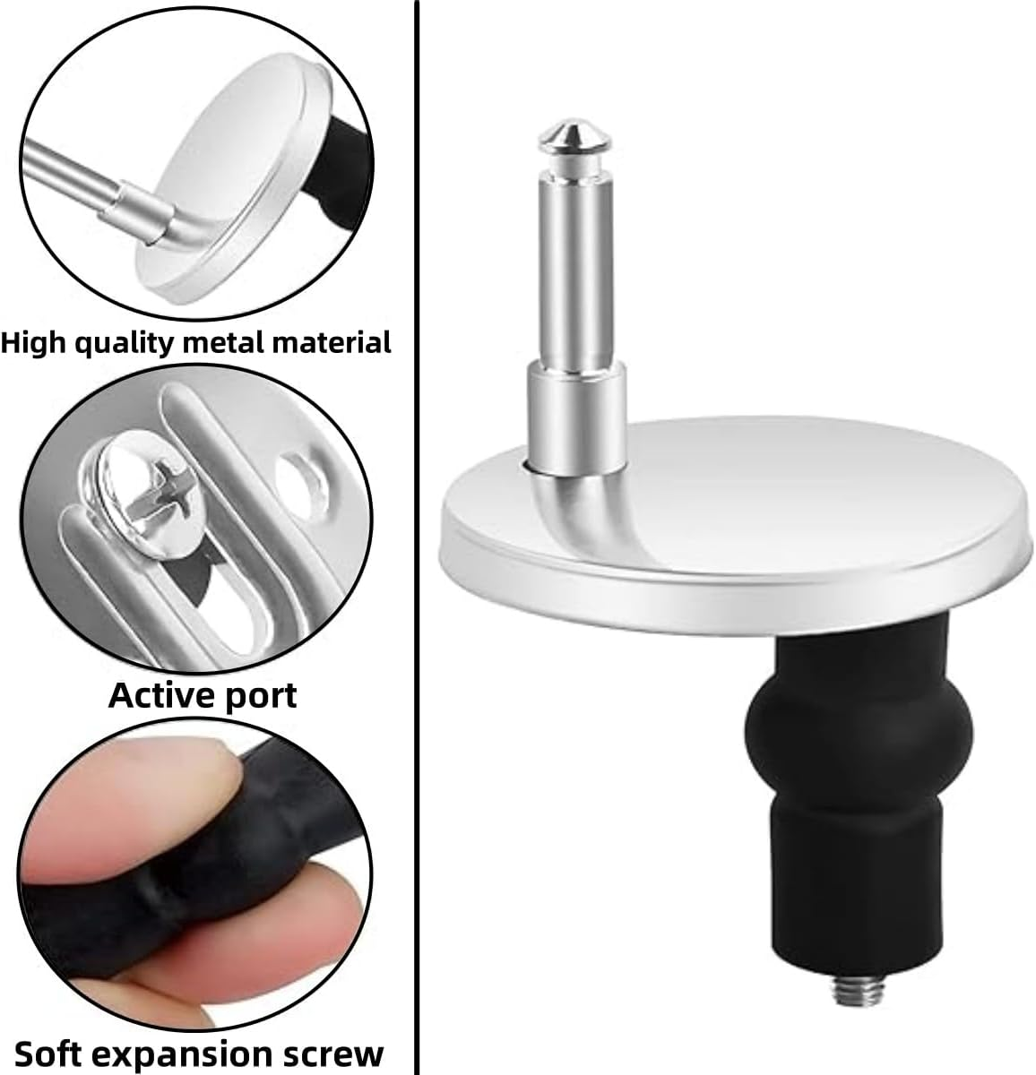 2PCS General Purpose Toilet Seat Hinge Fittings for Mounting, Quick Release Hinge Retaining Bolt, Expansion Screw, Cover Buckle for Replacing Toilet Seat Parts