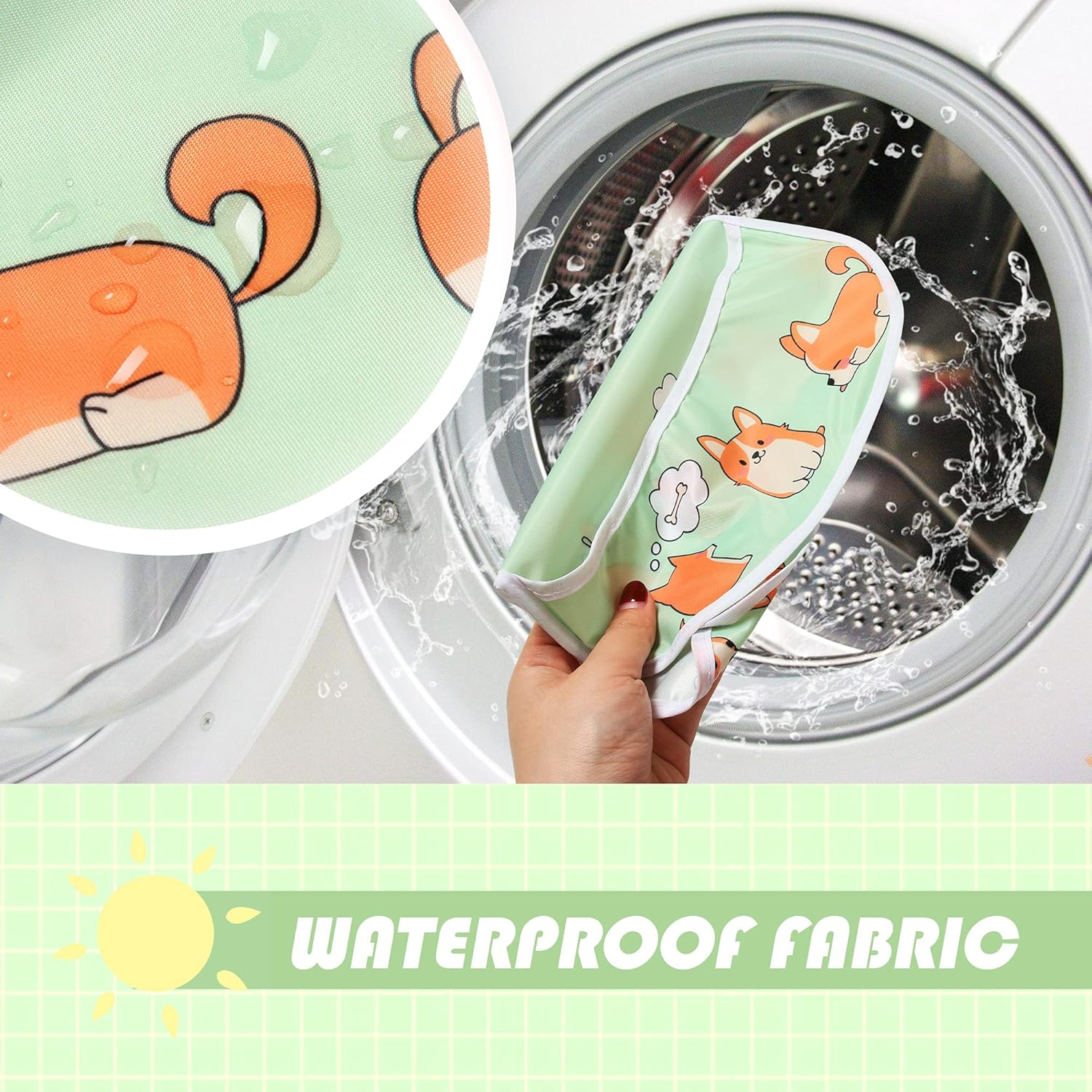 Little Dimsum 3 Pack Baby Bibs Waterproof Bib Easy to Clean Feeding Bibs Weaning Bibs Adjustable Closed for Babies Toddlers with Large Pocket 6-36Months(Cat & Dog & Bear) image number 1