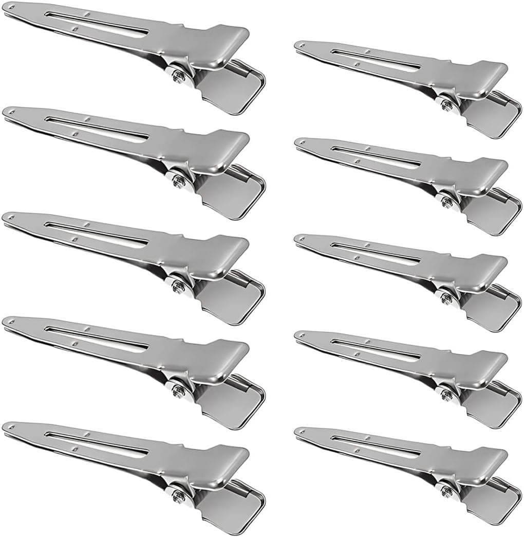 Weddhuis Entebill Pack of 10 Hair Clips Hair Clips Hairdressing Alligator Clips Metal Hair Clips Women Clips Hairdressing Salon Girls Hair Styling DIY (5.5/4.5 Cm) (Silver)