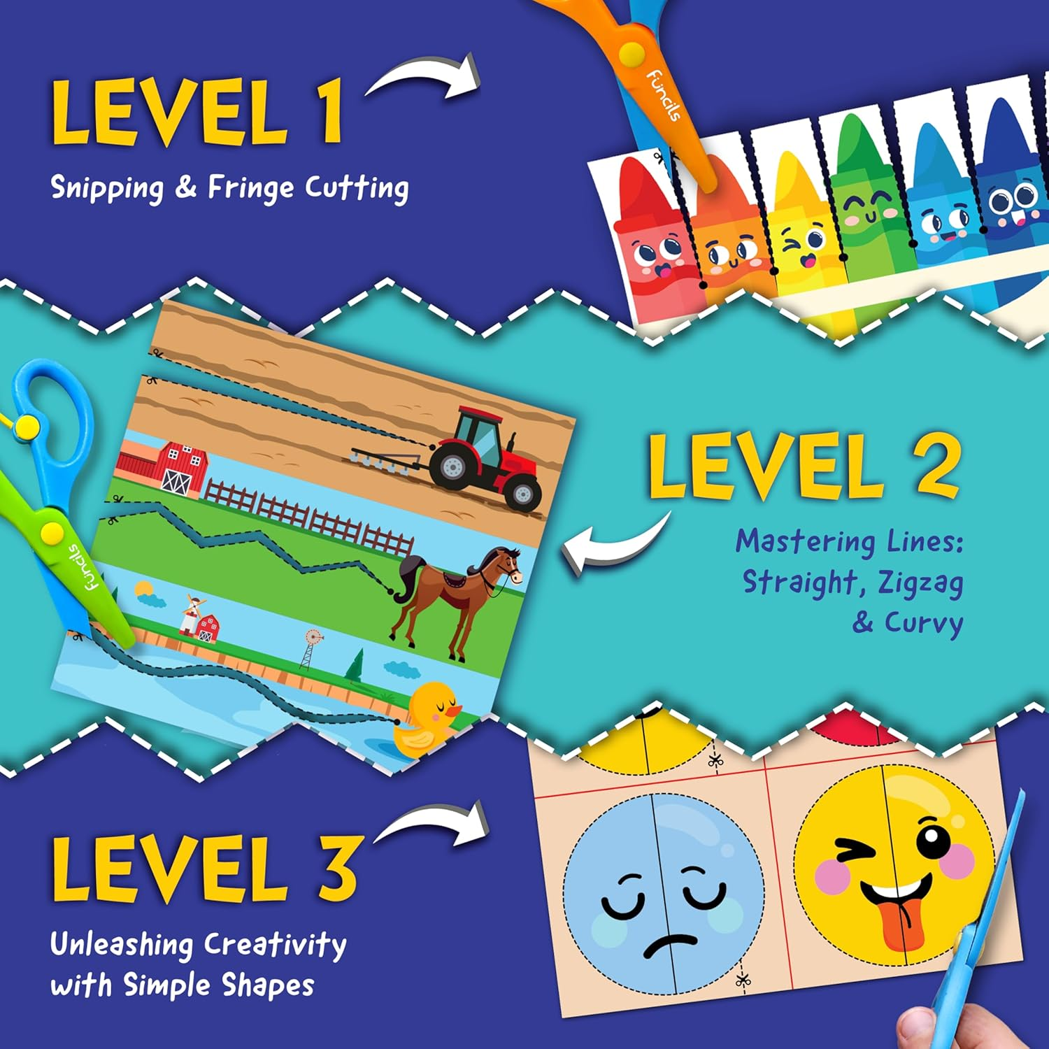 Toddler Scissor Skills - Art Supplies & Crafts Kit for Kids, Safety Scissors, Fine Motor Toys, Birthday Gifts for Boys & Girls Ages 3, 4, 5, 6, 7 Year Old, Preschool Learning Activities Books image number 5