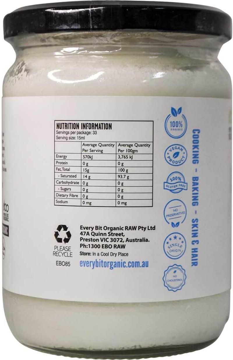 Every Bit Organic Coconut Oil Refined and Deodorised 500Ml