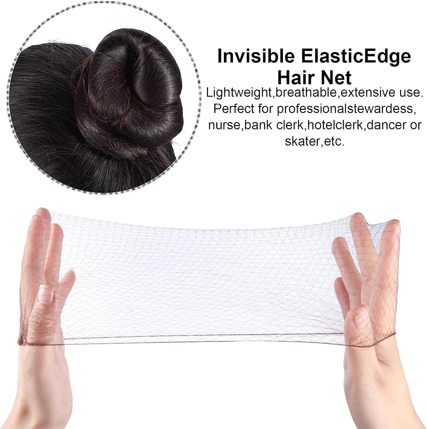 Rhoyee Hair Nets and U-Shaped Hair Pins Set &ndash; 20PCS Invisible Elastic Mesh Nets + 50PCS Hair Pins &ndash; Brown Hair Accessories for Buns, Ballet Dancers, Nurses, Women & Girls image number 4