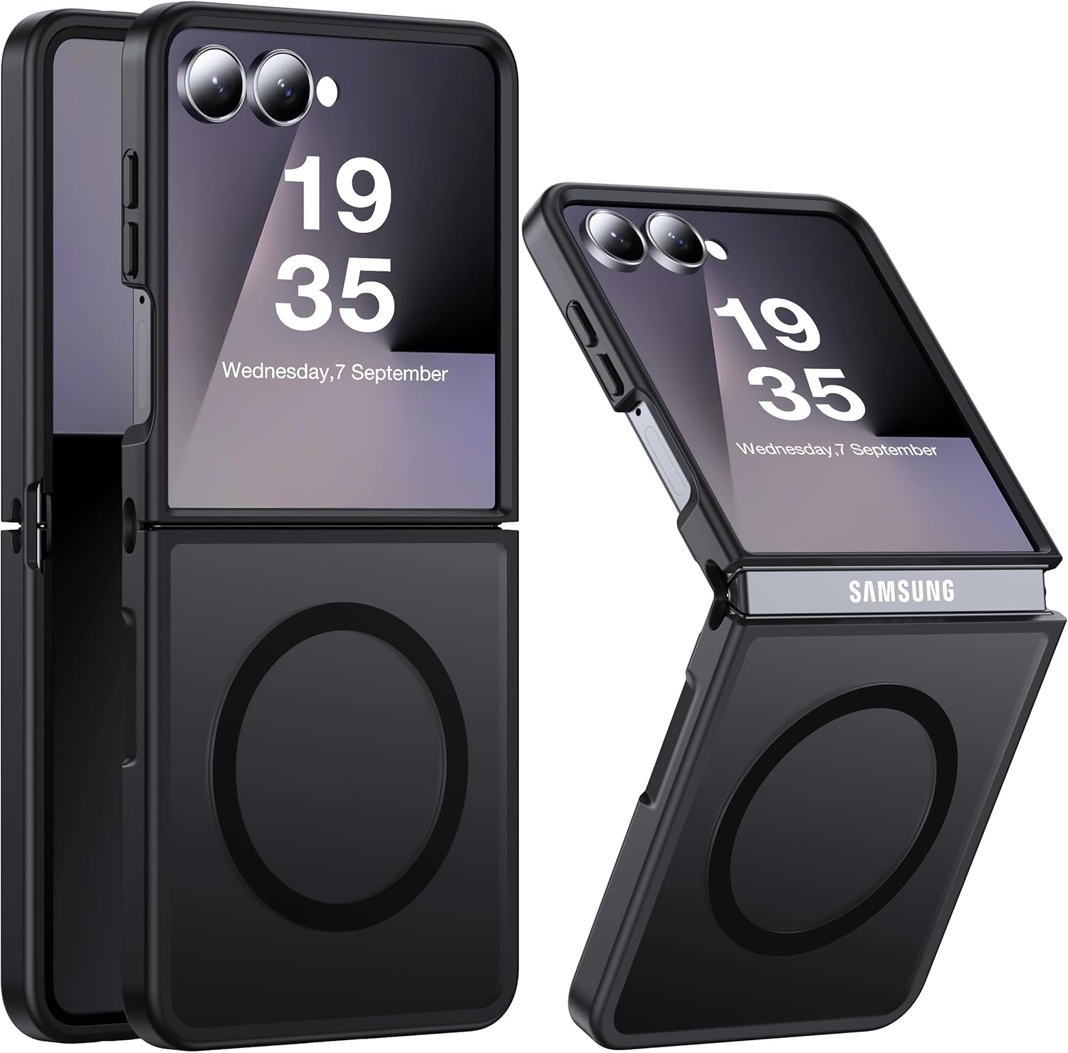 FNDMIL NO.1 Magnetic for Samsung Galaxy Z Flip 7 Case Compatible with Magsafe [Military Grade Drop Tested][Translucent Matte][Anti-Fingerprint] Soft Silicone Bumper for Samsung Flip 7 Case Slim,Black