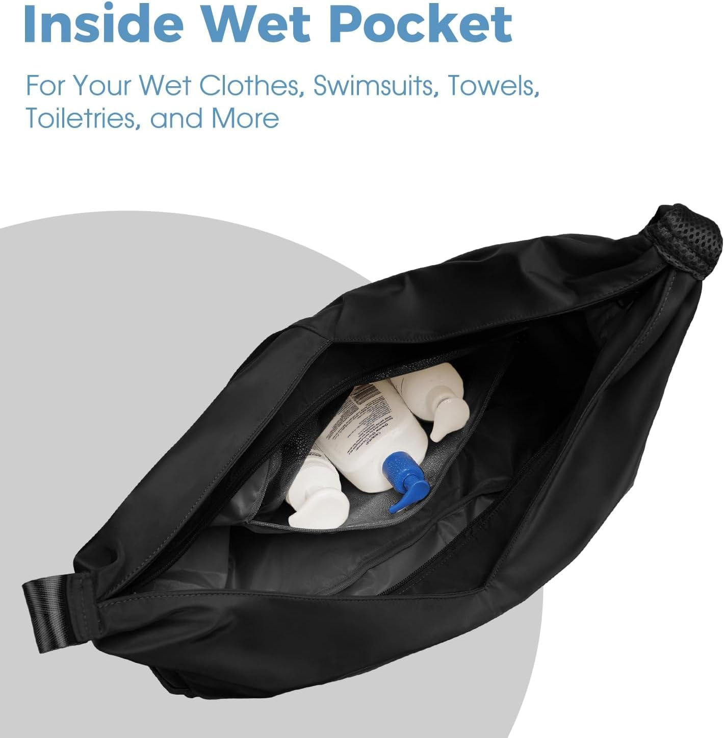 Women'S Large Gym Bag - Stylish Sports Duffel with Concealed Yoga Mat Holder & Shoe Compartment, Ideal for Workouts, Dance, and Overnight Travel with Wet Pocket for Yoga (Black) - Black image number 3