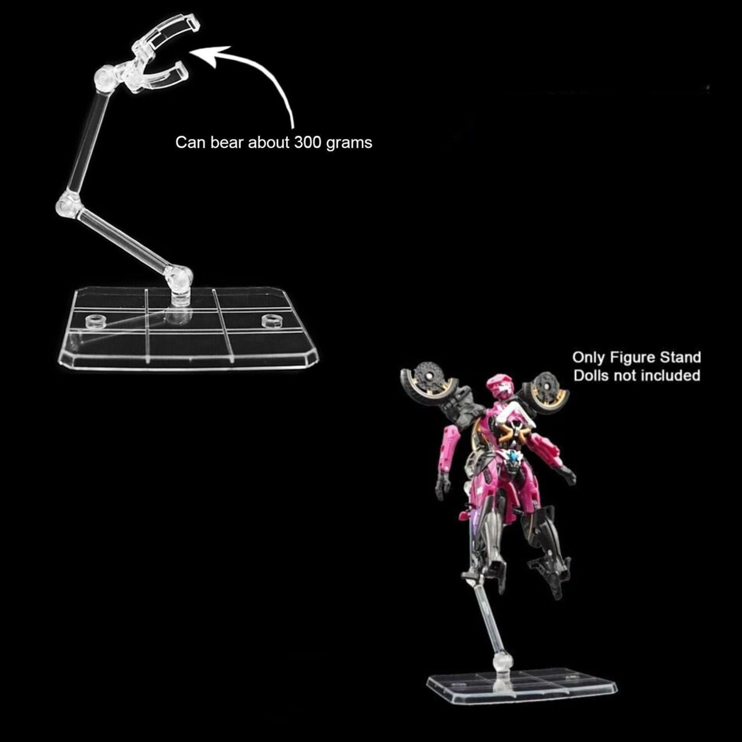 TSY TOOL 2 Pcs of HG144 Action Figure Stand, Display Holder Base, Doll Model Support Stand Compatible with 6" HG RG SD SHF Gundam 1/44 Toy Clear image number 1