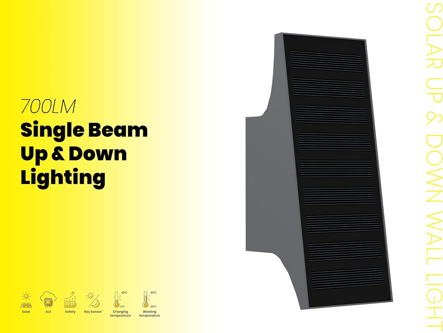 Forge Solar-Powered 700LM Outdoor Single Beam up & down Wall Light image number 3