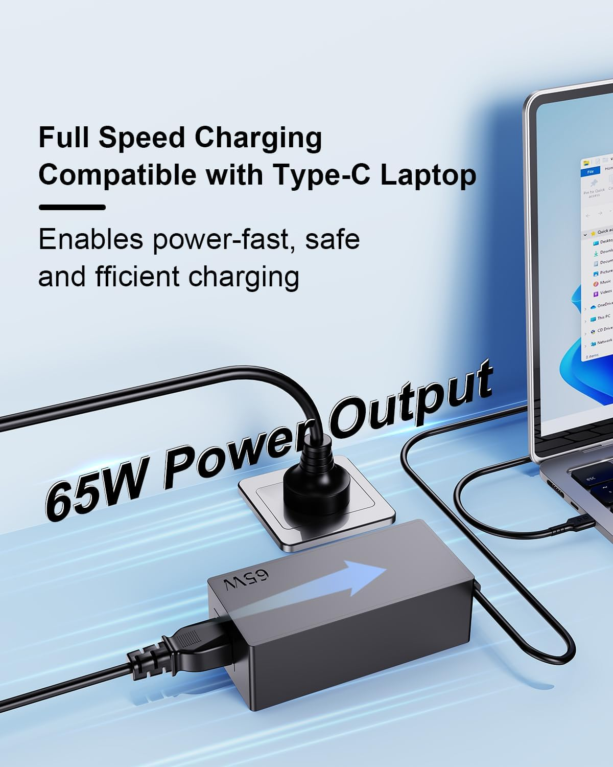 USB C Laptop Charger, 65W Fast Chromebook Charger for HP, Lenovo, Acer, Dell, Samsung, Asus Type C Power Adapter image number 5