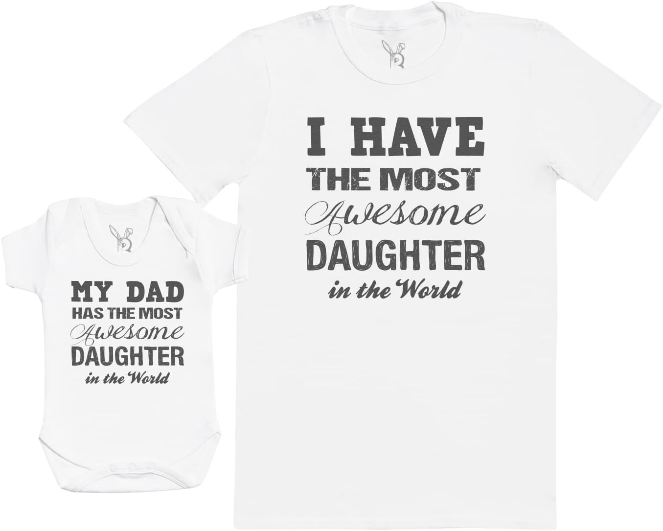 Zarlivia Clothing Most Awesome Daughter - Matching Father Baby Gift Set - Mens T Shirt & Baby Bodysuit - White - Medium & 0-3 Months image number 5