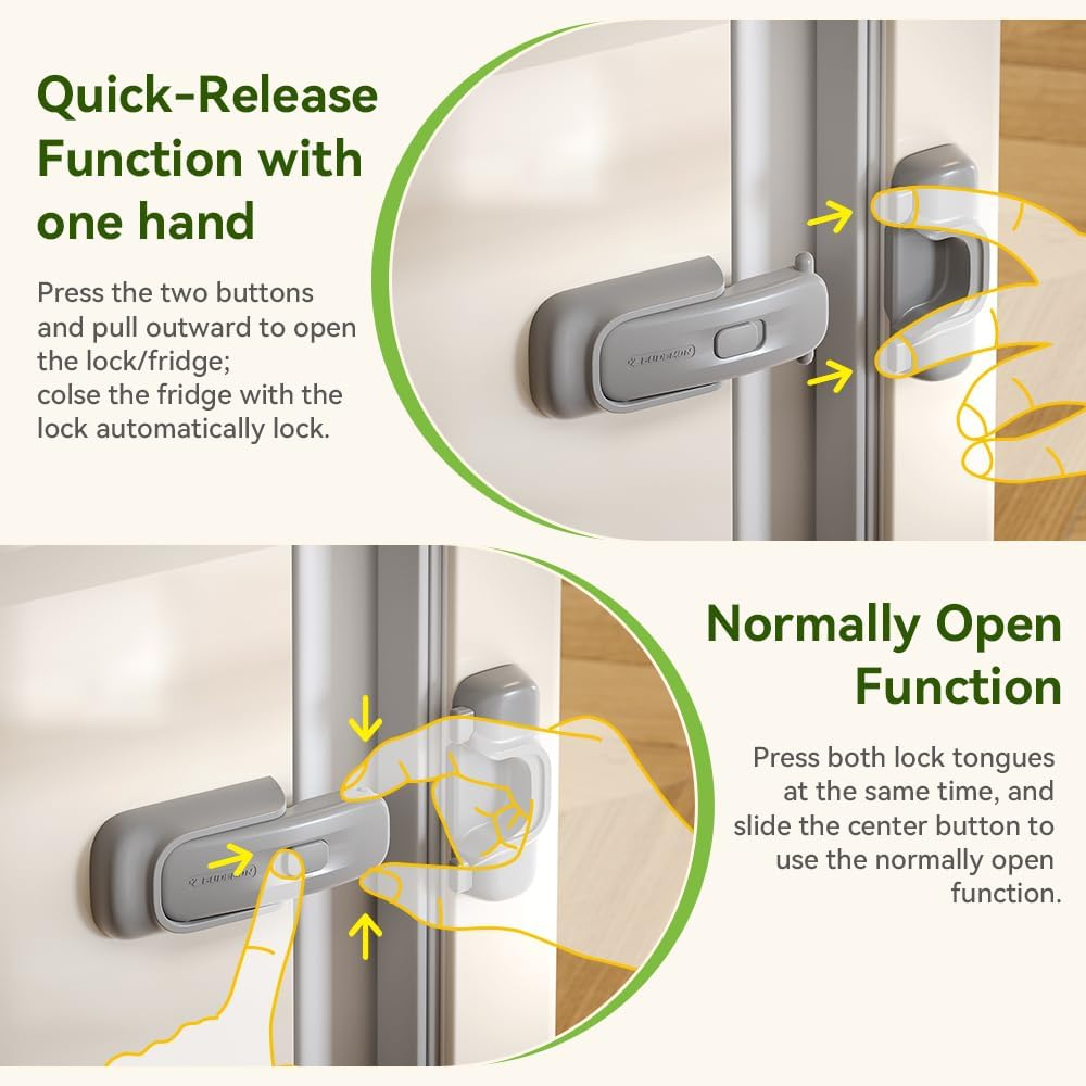 EUDEMON 1 Pack Refrigerator Lock, Child Proof Fridge & Freezer Lock for Kids & Toddlers, Easy to Install,No Tool Need or Drill (Grey) image number 5