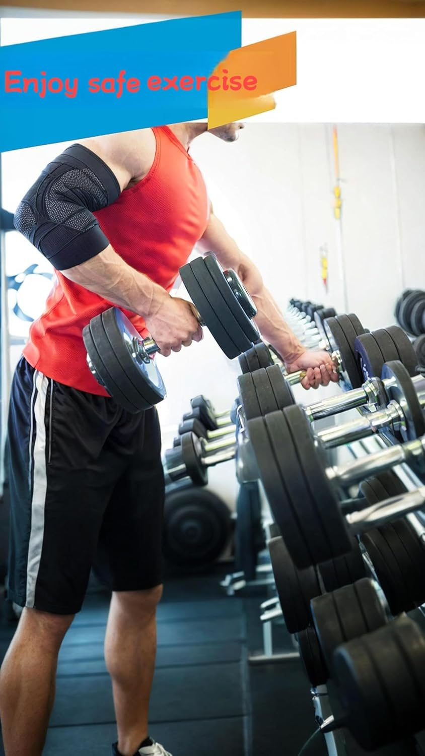 Honwor 2-Pack Elbow Brace Compression Sleeves for Men and Women - Tendonitis, Tennis Elbow, Weightlifting, Sports, Arthritis Support (Blue Black, Medium) image number 3