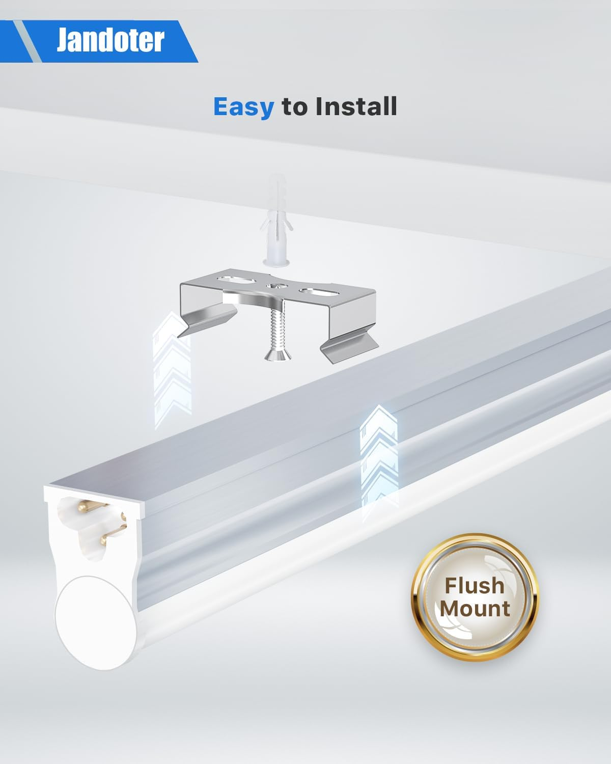 8 Packs T5 LED Shop Light, 2FT 6500K (Super Bright White) 1500LM 10W, Linkable with Plug, LED Light Bar for Workshop, Warehouse, Basement - Plug and Play image number 5