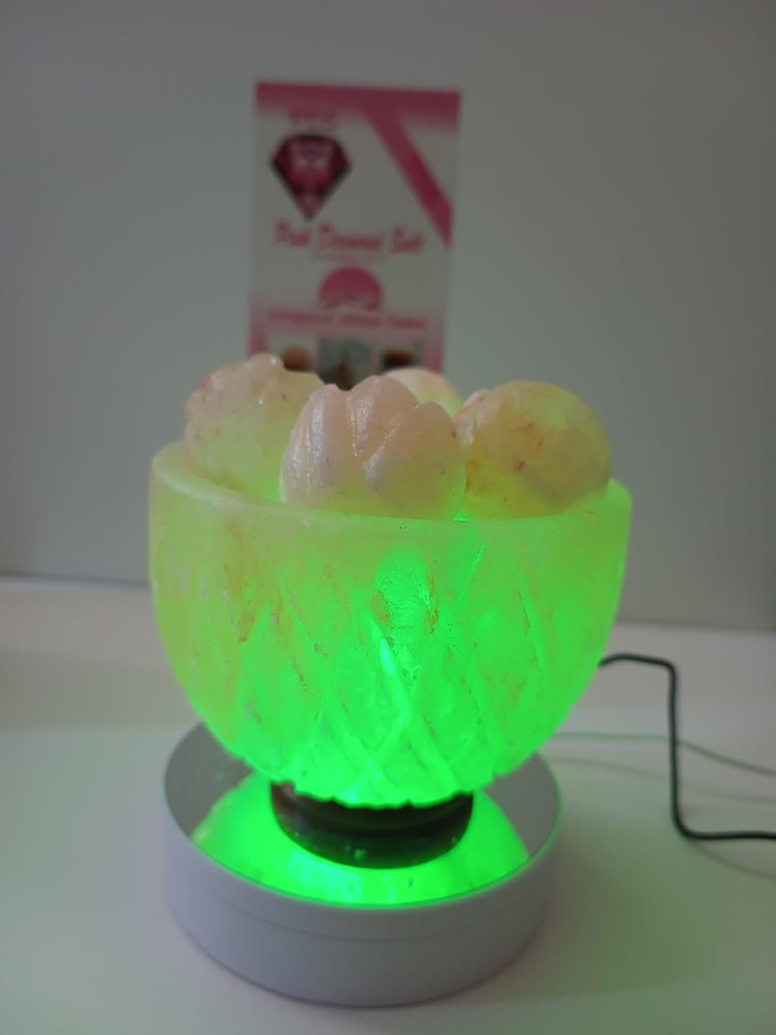 3-4 KG Himalayan Premium Multi Colour Pineappple Fire Bowl Salt Lamp 100% Authentic, Beautifully Hand Crafted Pineappple Fire Bowl Salt Lamp Comes with Complete image number 1