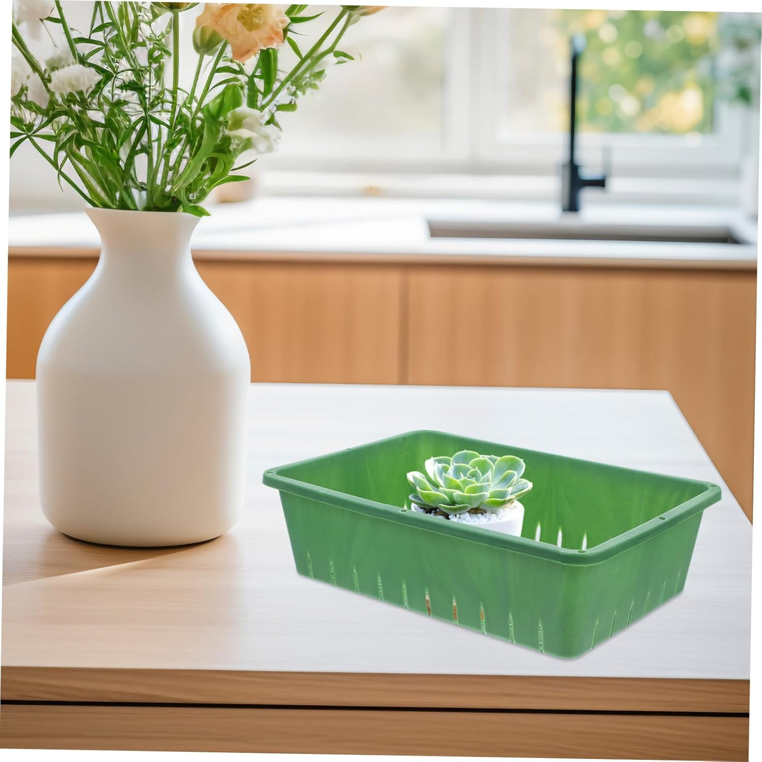 MOBUTOFU Seedling Starter Tray and Sprouting Tray for Indoor Gardening Breathable Design Small Size 26&times;18&times;7Cm 2Pcs Suitable for Seed and Succulent Growing